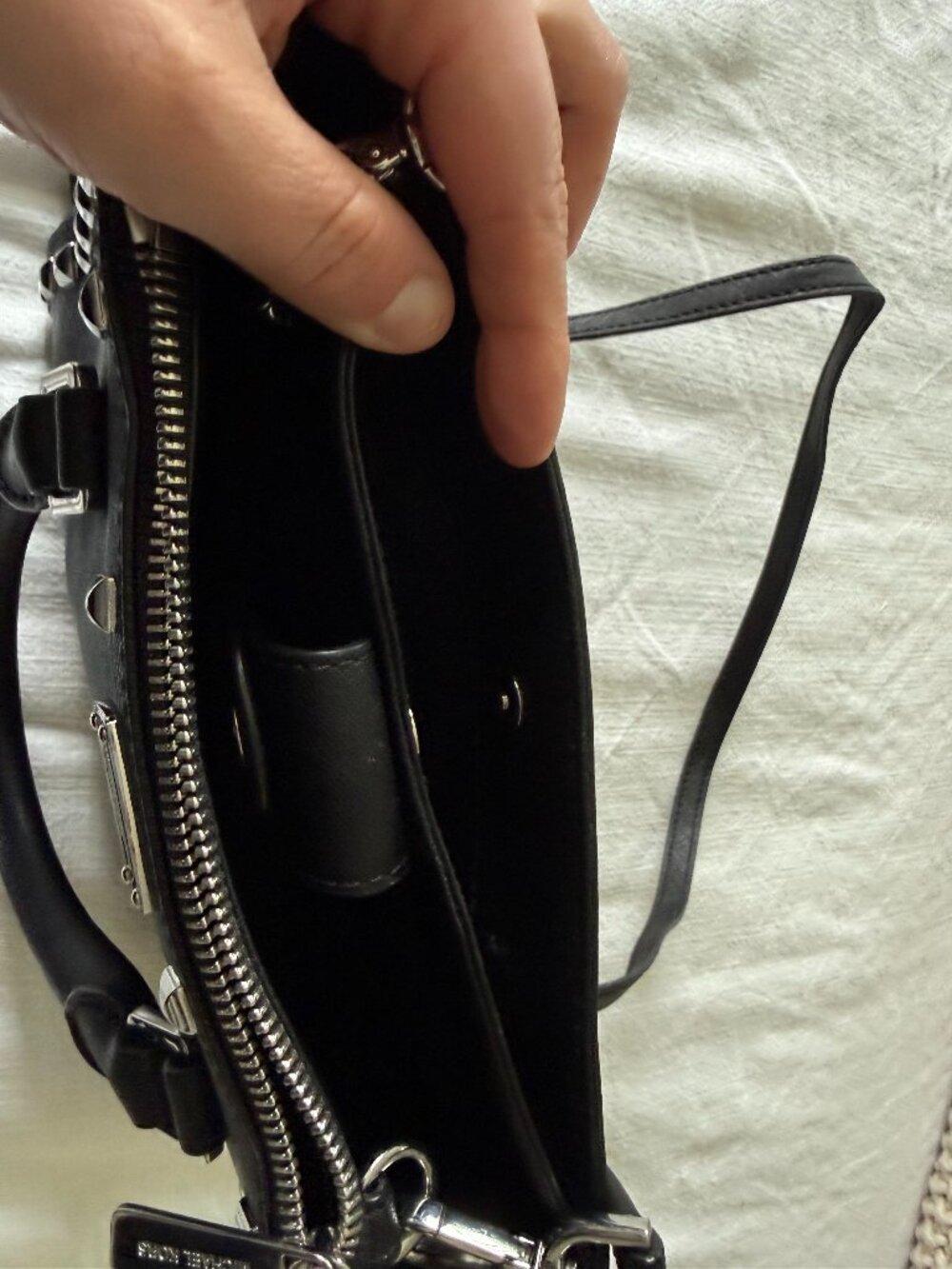Michael Kors Black Kellen Studded Saffiano Small Crossbody Purse - Picture 4 of 6